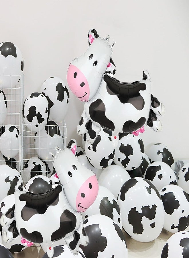 Hazyore 100 PCS Cow Print Balloons, 2 Pcs Big Cow Balloons 12 inch Cow Balloon Children's Party Cowboy Theme Birthday Party Girl's First Birthday Granary Farm Animal Theme Party Decorative Supplies - Image 3